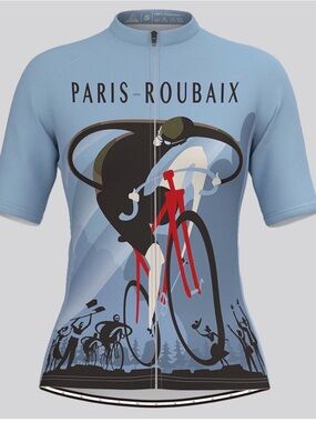 Retro Paris Roubaix 1896 Women Blue Cycling Jersey L